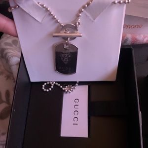 Gucci dog tag ladies necklace